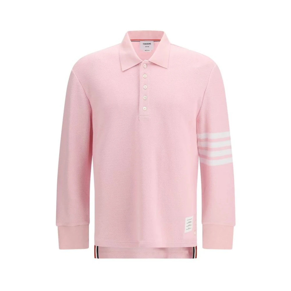Thom Browne Men's Pink Cotton Polo Shirt With Design