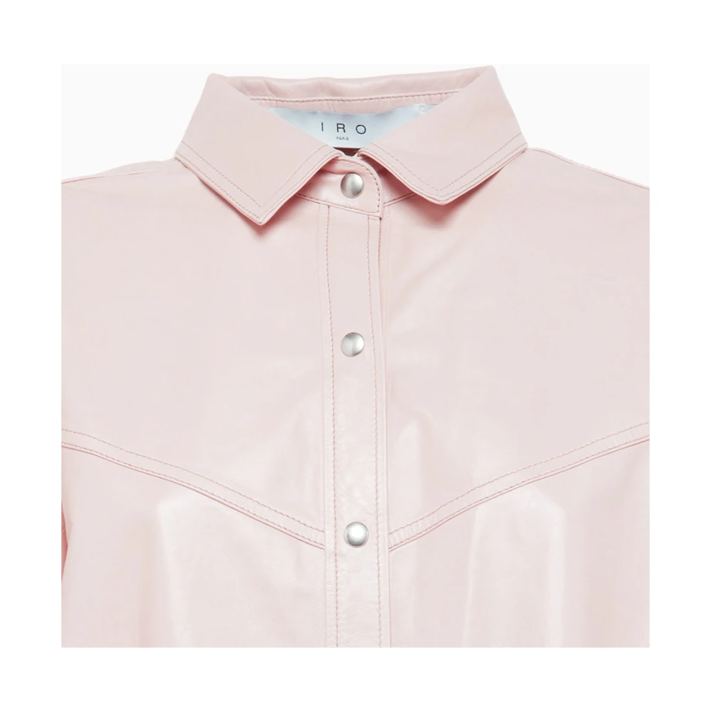 IRO Leren Overhemd in Effen Kleur Pink Dames