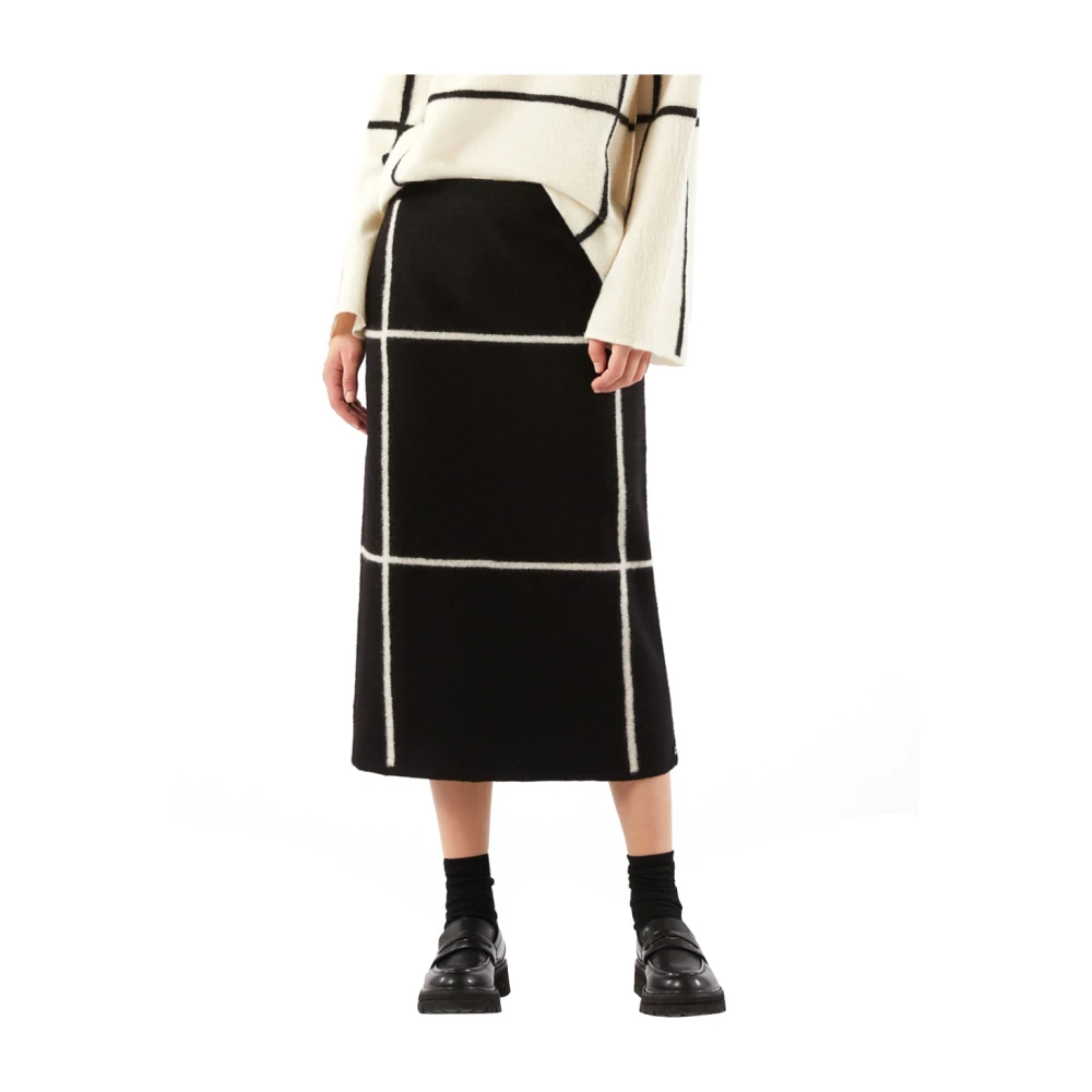 Pennyblack Grafische Gebreide Midi Rok Black Dames