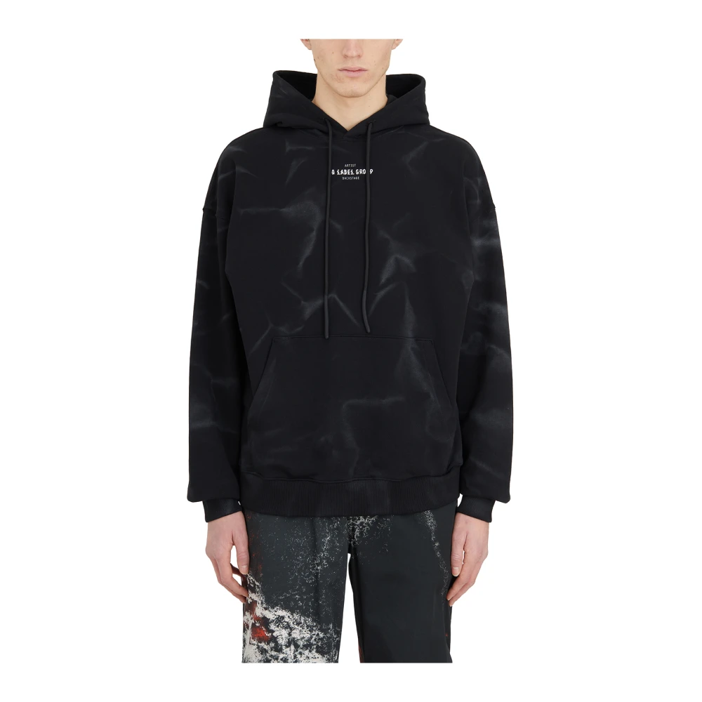 44 Label Group Hoodie met rookprint Black Heren