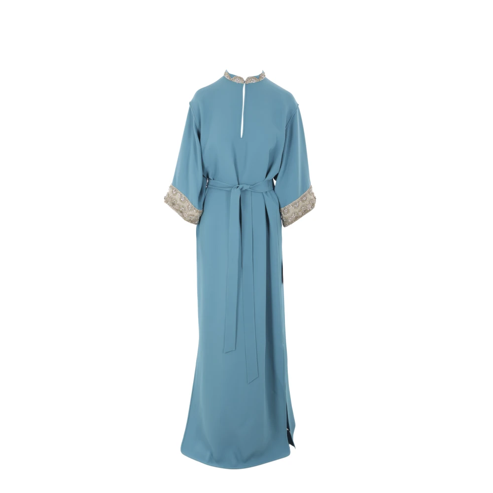 Valentino Garavani Blauwe Kimono Jurk met Kristallen Blue Dames