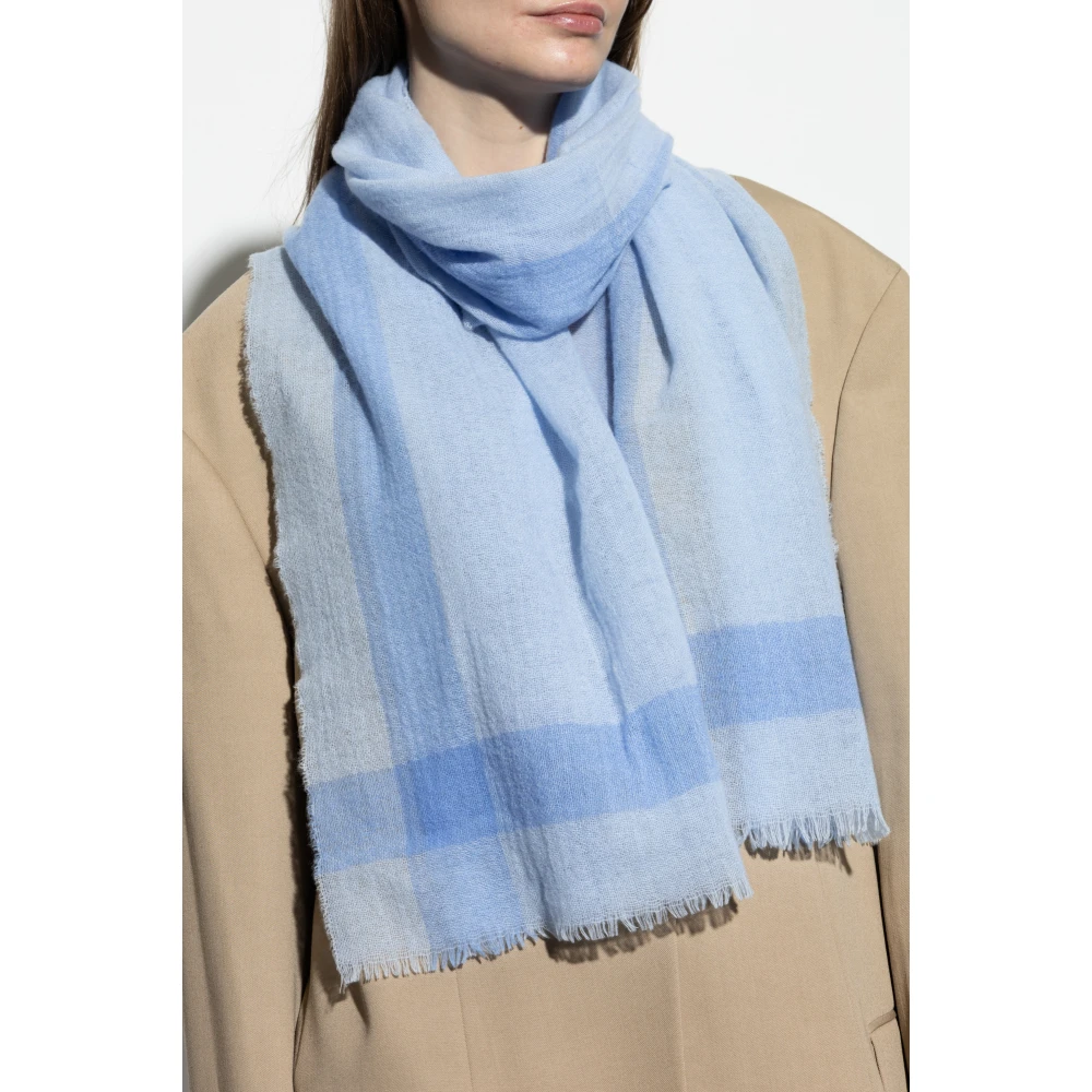 Moschino Kasjmier sjaal met logo Blue Unisex