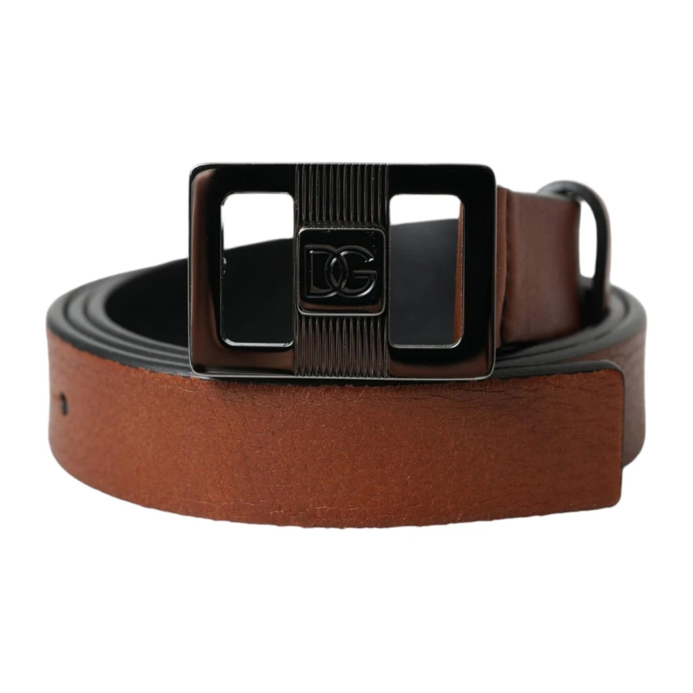 Dolce & Gabbana Donkerbruine Leren Riem met Metalen Gesp Brown Dames