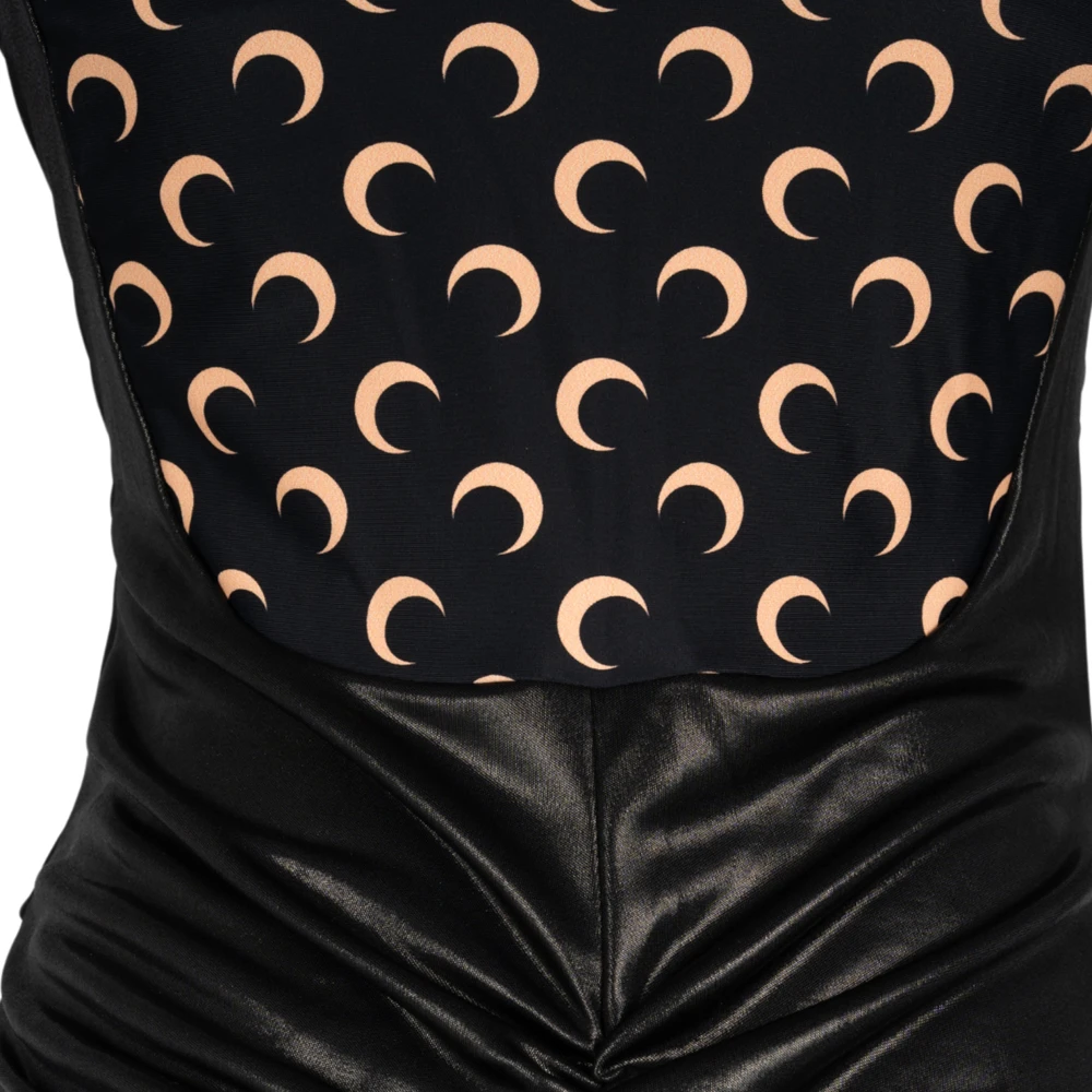 Marine Serre Zwarte Geplooide Gedrapeerde Jurk Black Dames