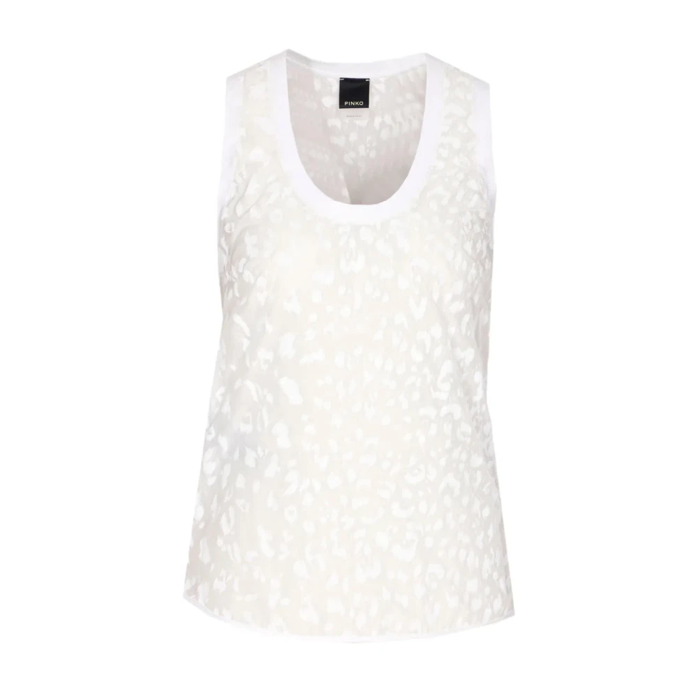 Pinko Women's White Sleeveless Tops, S, Casual Tank Top Cotton Silk