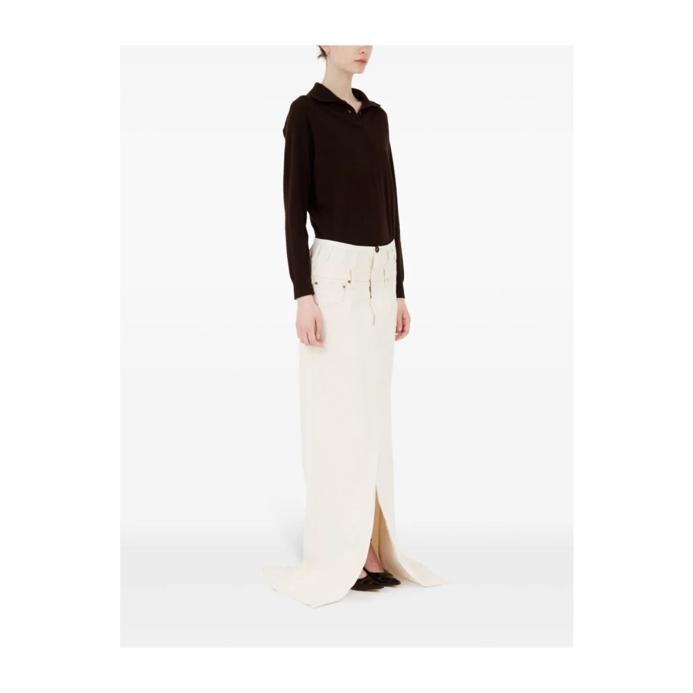 Maison Margiela Crème Denim Lange Rok met Intiem Top Effect White Dames