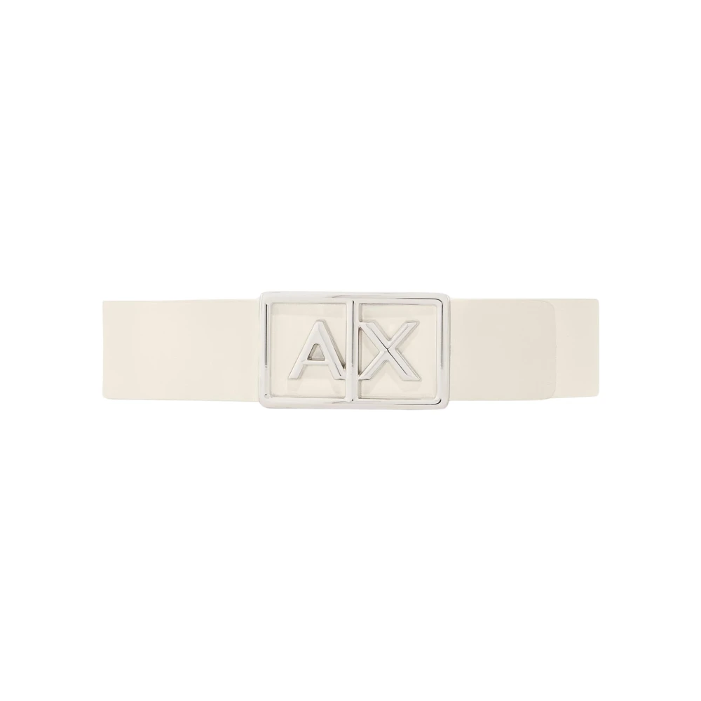 Armani Exchange White Belts, Female, 85 Cm, Belt With Rectangular Buckle And Logo