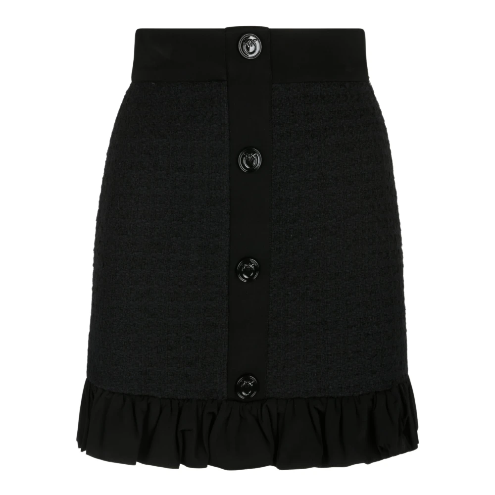 Pinko Zwarte Minirok met Voorknoppen Black Dames