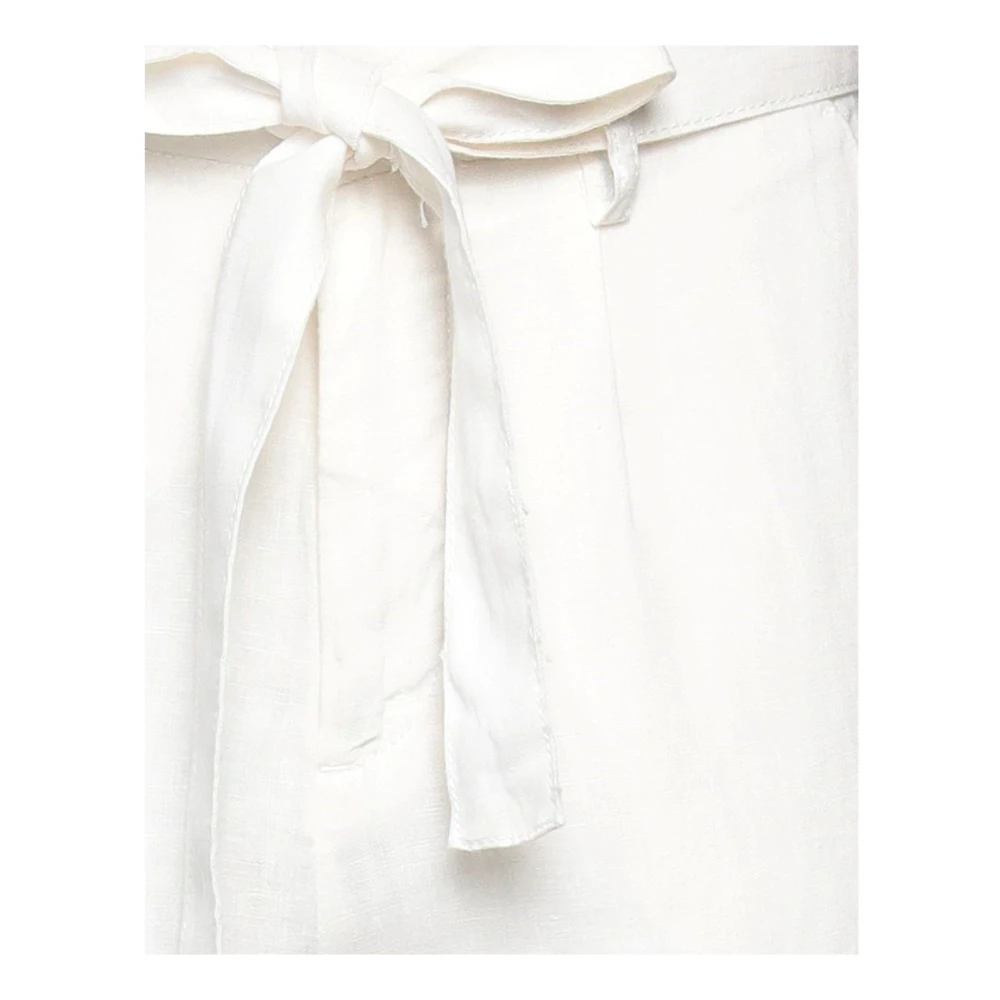 YES ZEE Witte Linnen Broek met Strikceintuur White Dames