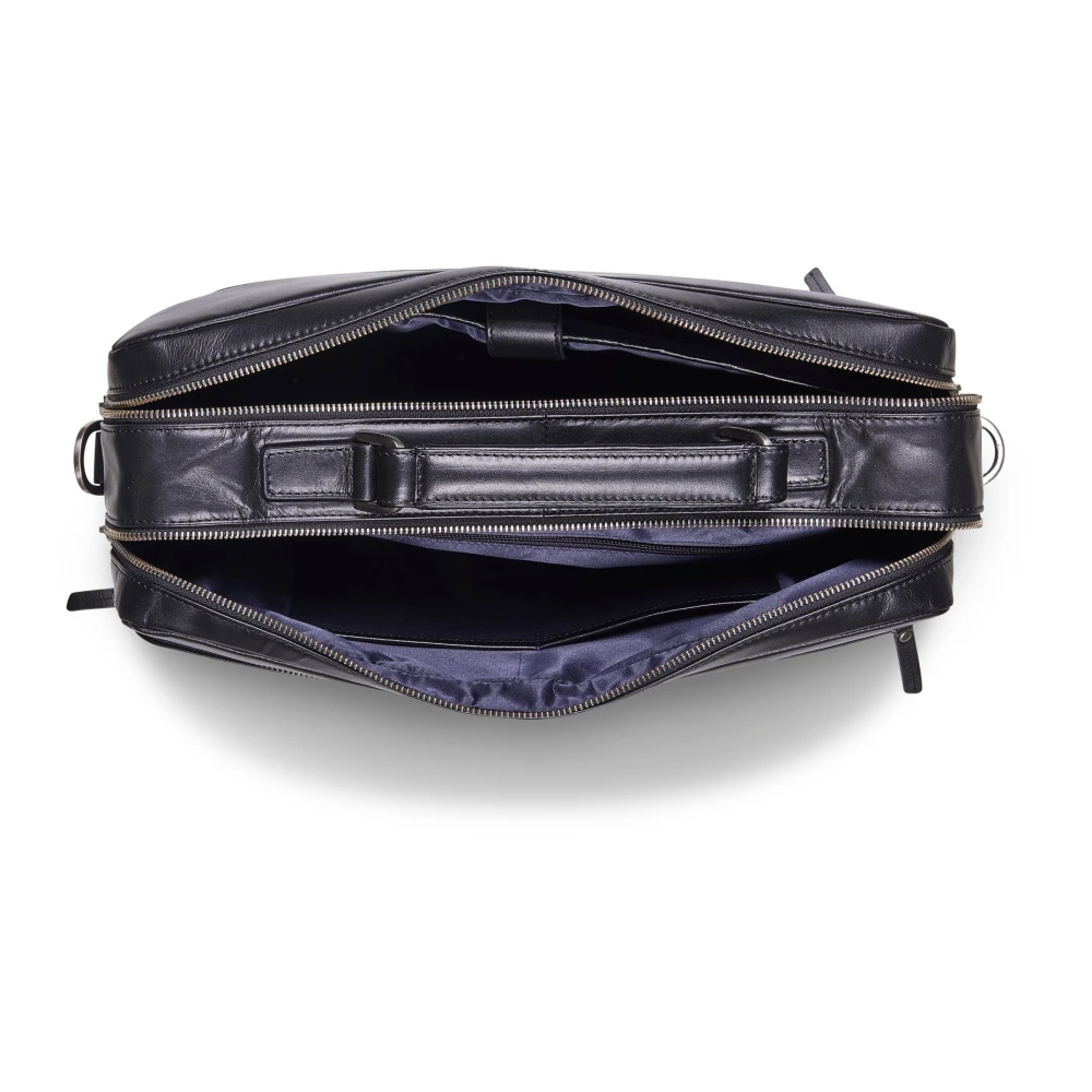 Howard London Zwarte Leren Laptoptas voor Zakelijk Gebruik Black Heren