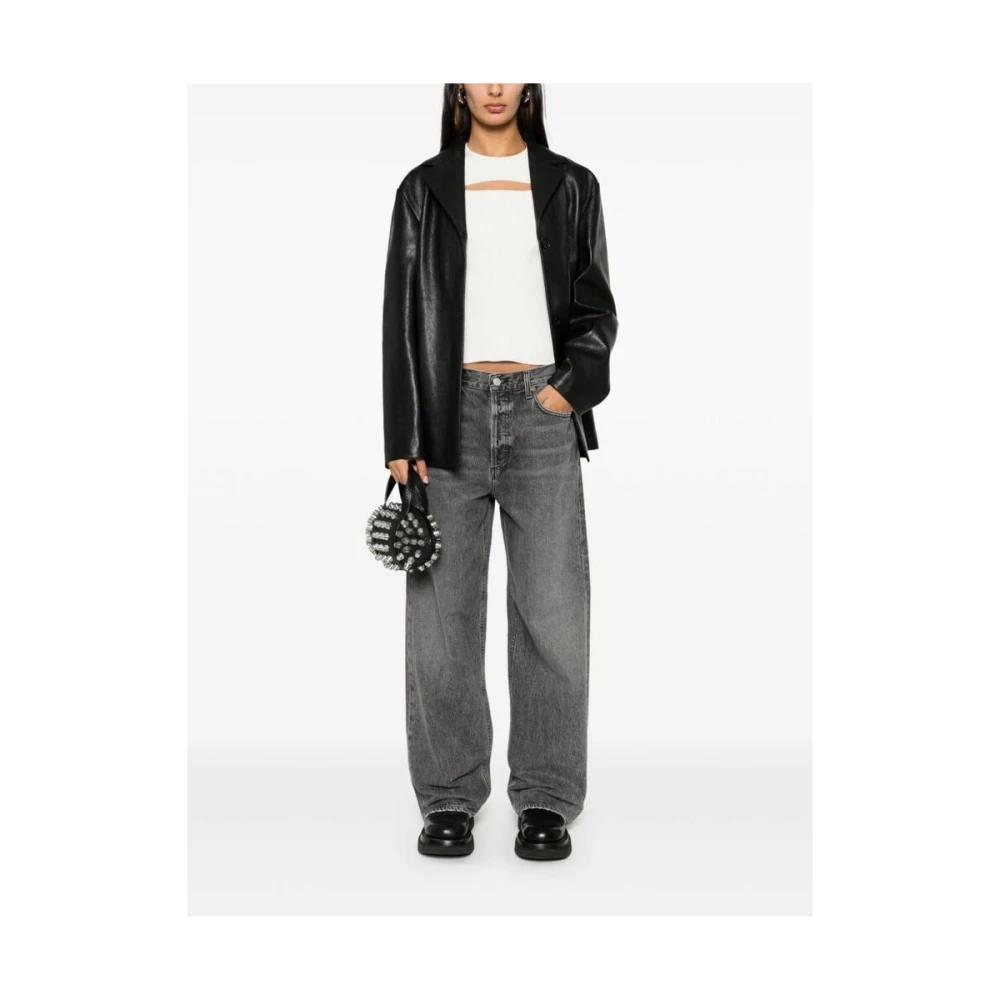 Agolde Donkergrijze Wide Leg Denim Jeans Gray Dames