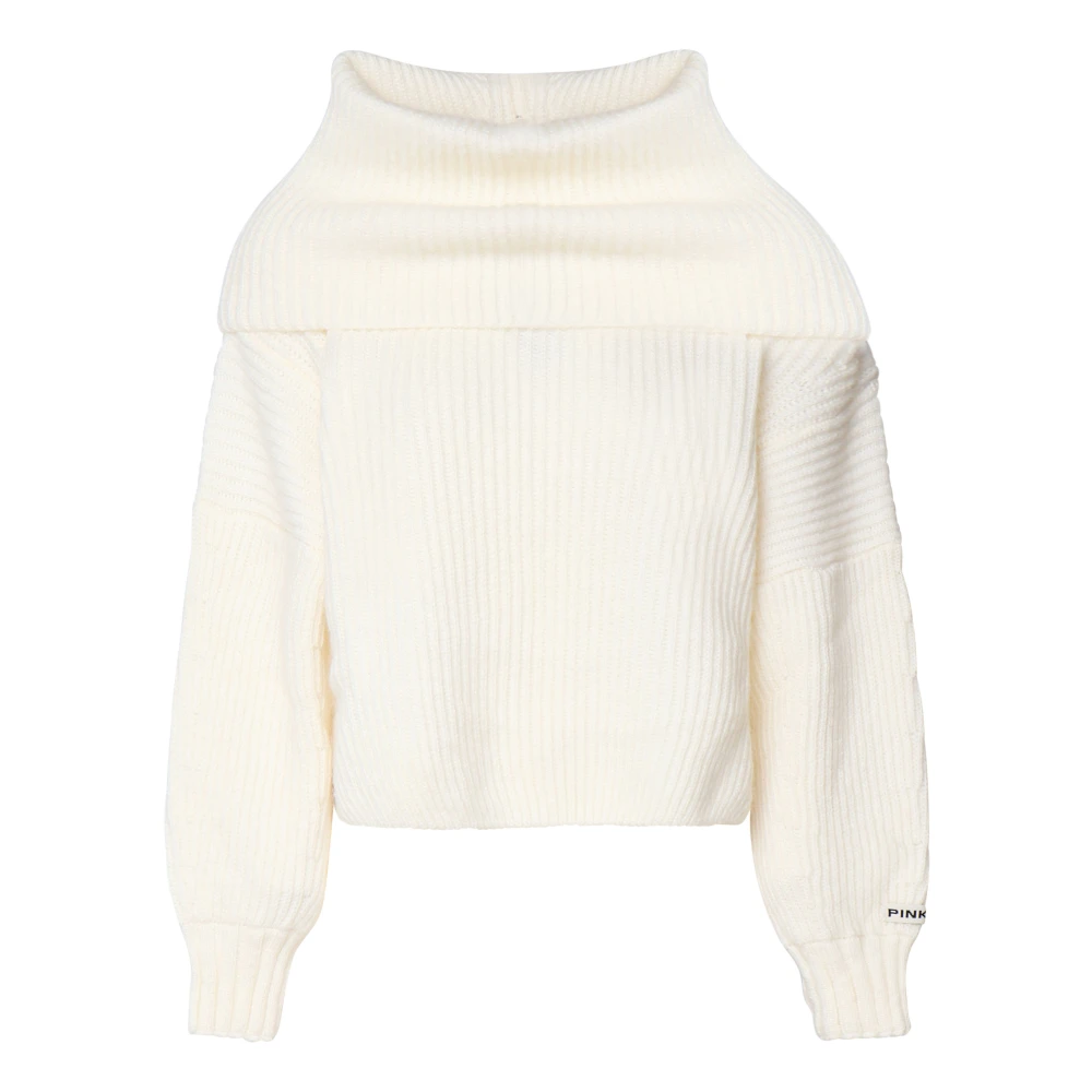 Pinko Witte Oversized Geribbelde Trui White Dames