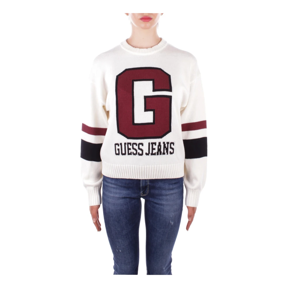 Guess Witte Logo Front Sweater White Dames