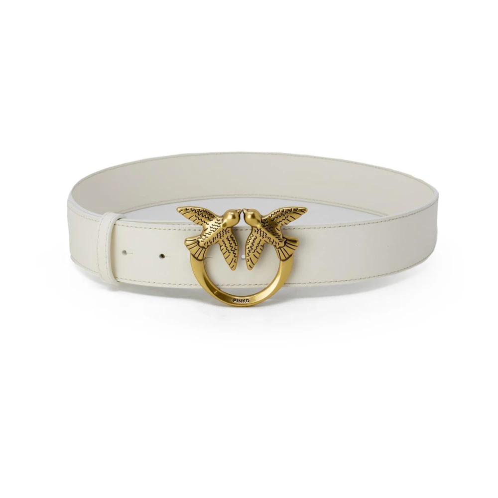 PINKO Cream Leather Regular Belt - L - Image 8
