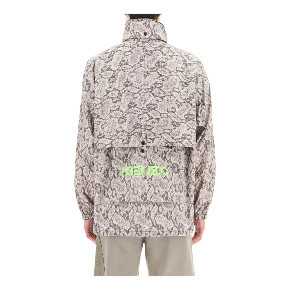 Kenzo Slangenprint Jas met Capuchon Beige Heren