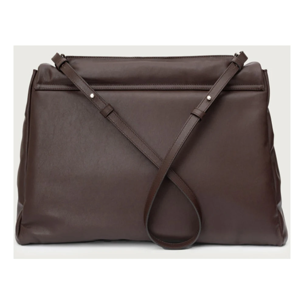 Orciani Stoere XL Leren Tas in Chocolade Brown Dames