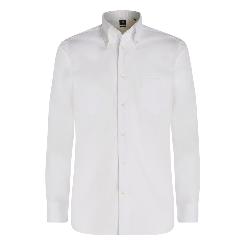 Boggi Milano Regular fit pinpoint katoenen overhemd White Heren