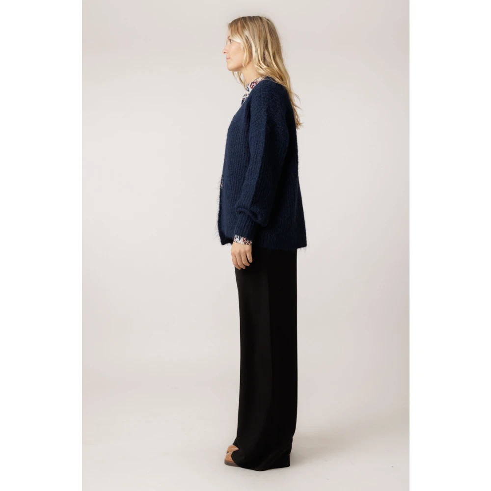 JC Sophie Midnight Blue Gebreide Vest Blue Dames