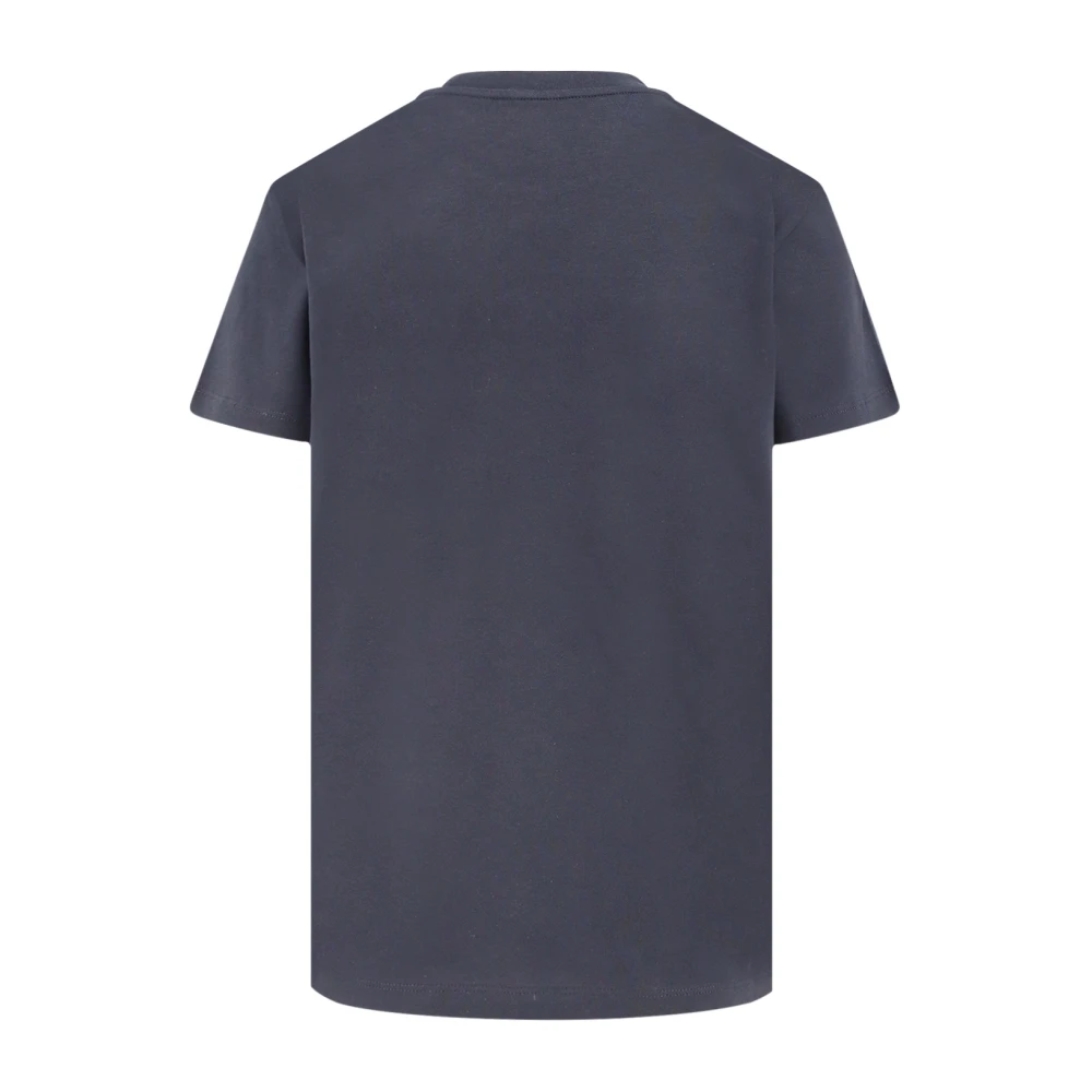 Moncler Biologisch Katoen Geborduurd Logo T-Shirt Blue Dames