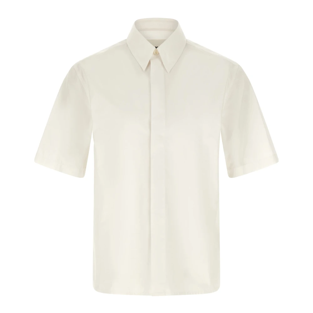 Jil Sander Men's White Short Sleeve Shirts, L, Cotton Poplin Shirt
