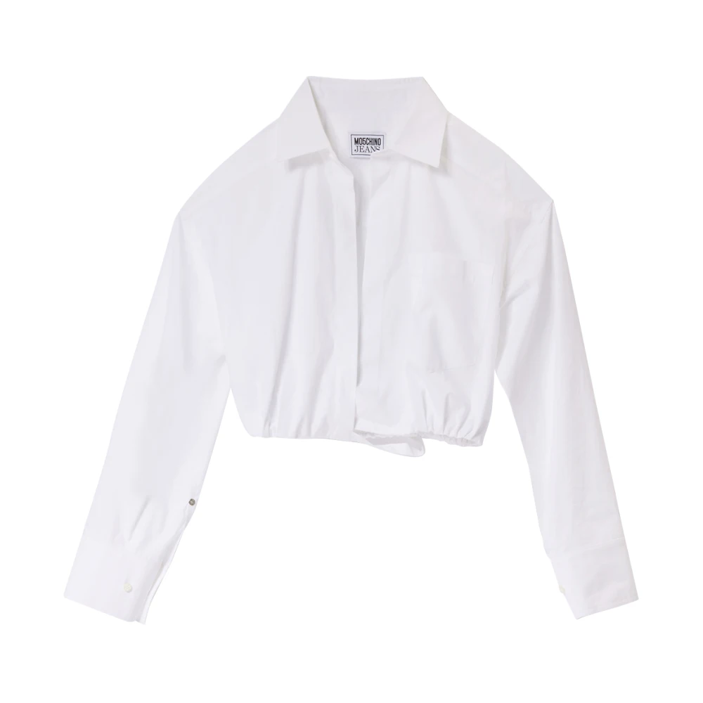 Moschino Vit Cropped Skjorta med Elastisk Nederkant White, Dam