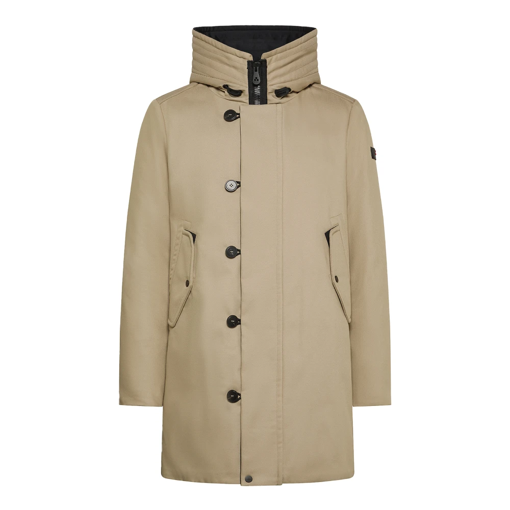 Peuterey Heren Parka Jas met Natuurlijke Veren Vulling Beige Heren