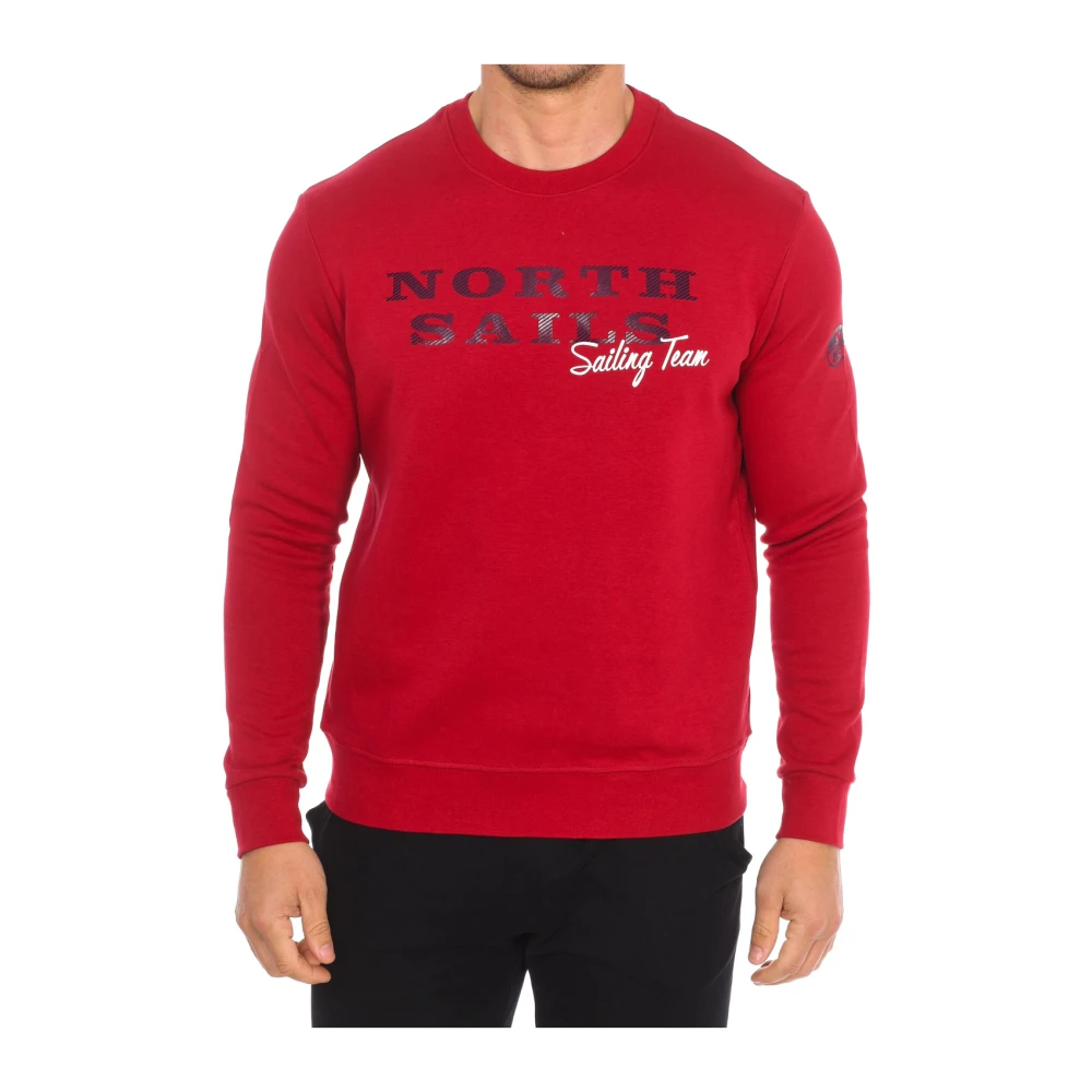 North Sails Men's Red Sweatshirts, 2XL, Ribbed Crew Neck Sweatshirt