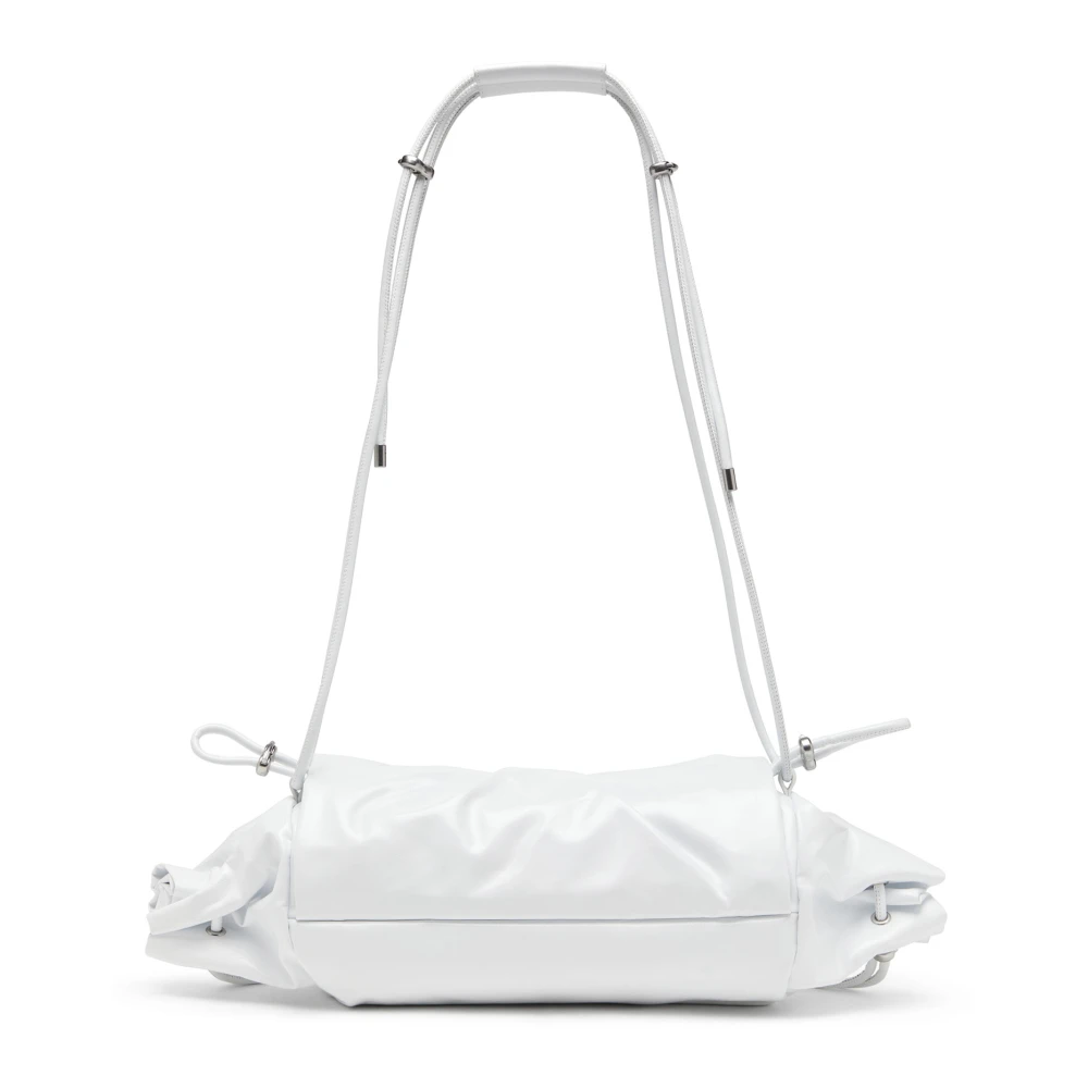Diesel Leren schoudertas met D metalen detail White Dames