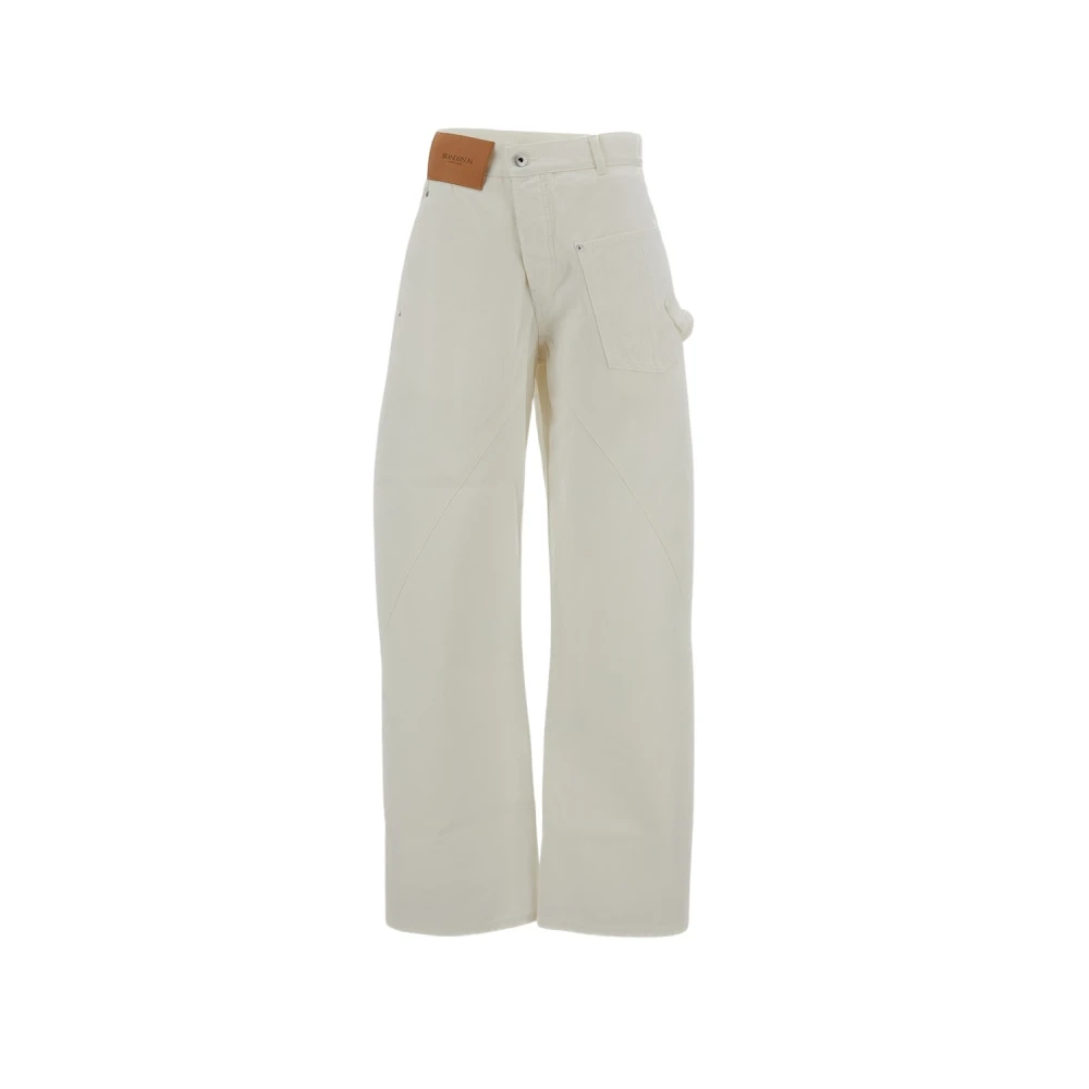Jw Anderson Women's White Straight Fit Jeans, W24, Twisted Workwear Jeans