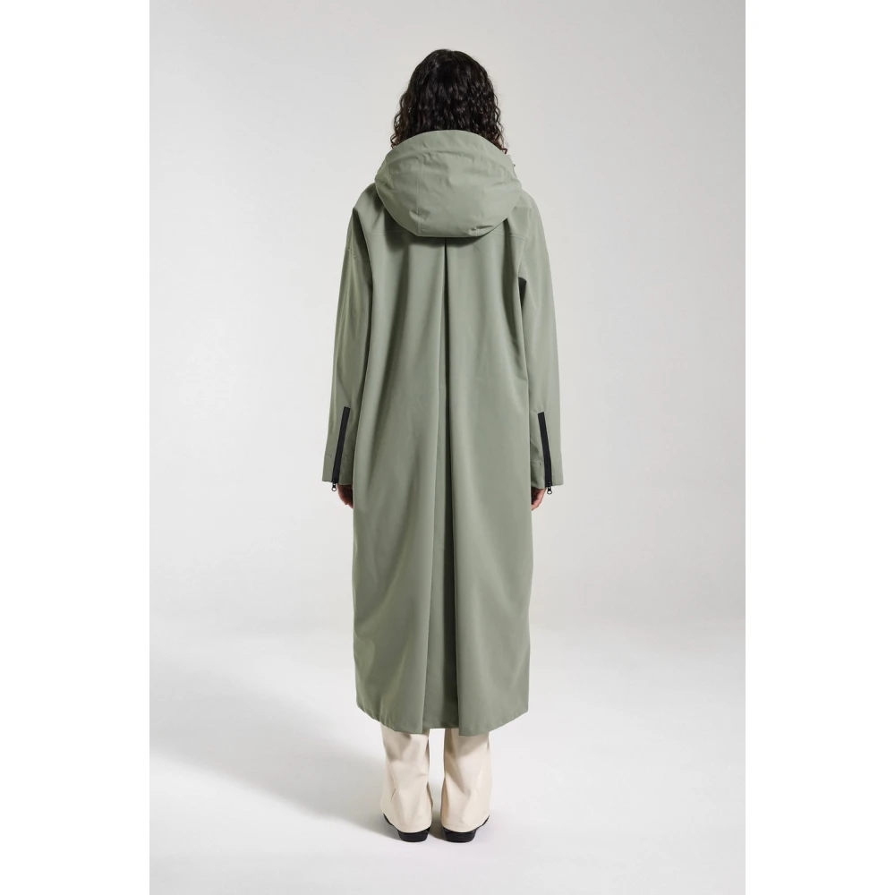 Stutterheim Matte Lange Regenjas met Aqua Guard Rits Green Dames