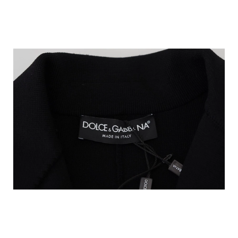 Dolce & Gabbana Exclusieve Italiaanse Jas met Lange Mouwen en Logo Details Black Dames