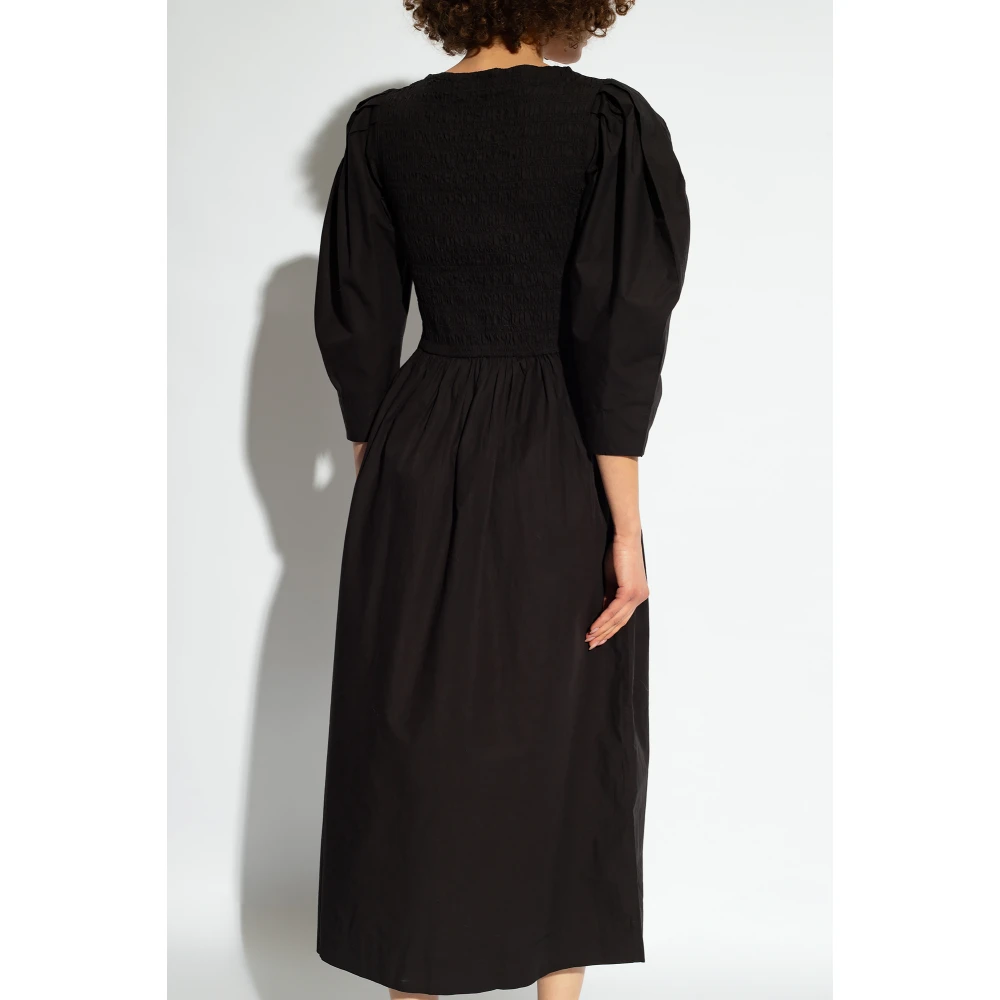 Ganni Jurk met pofmouwen Black Dames