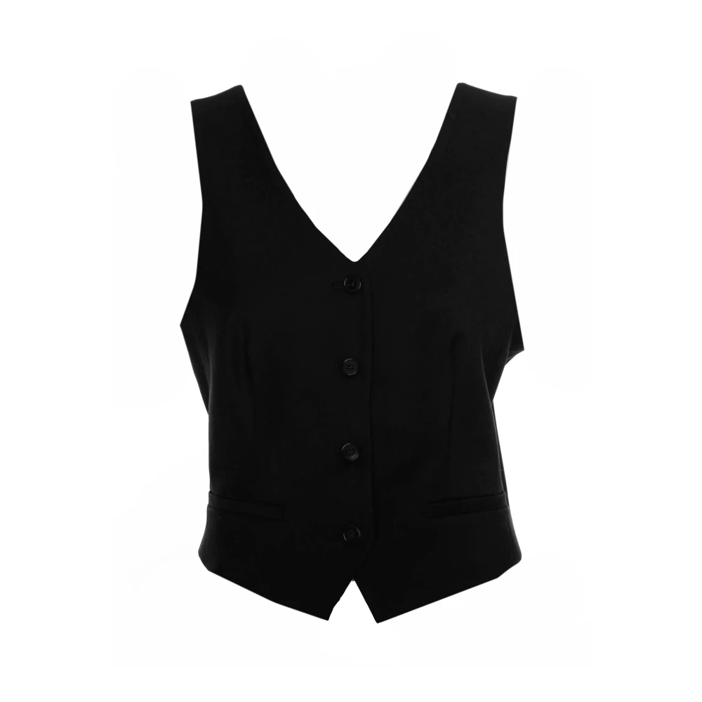 Drykorn Flanellen vest met diepe V-hals Black Heren