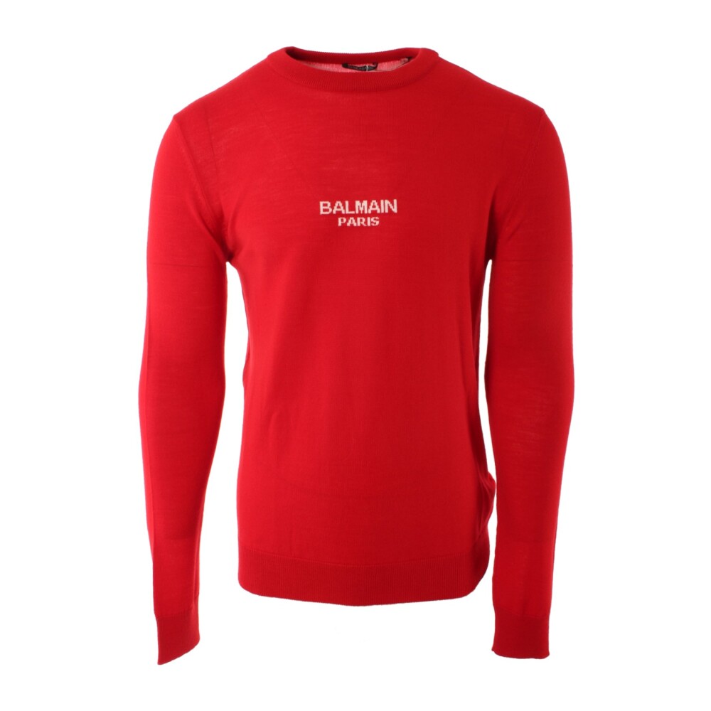 Pull en Laine Rouge pour Homme Balmain Homme Miinto