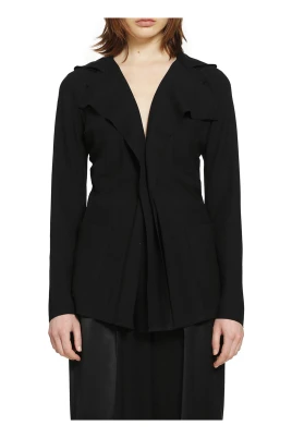 Pleated Twill Blazer