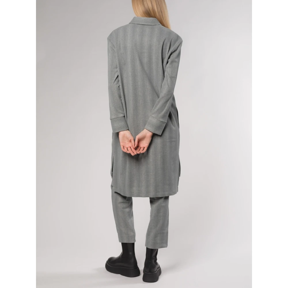 Max Mara Elegante Jurk met Kraag en Knoopdetail Gray Dames