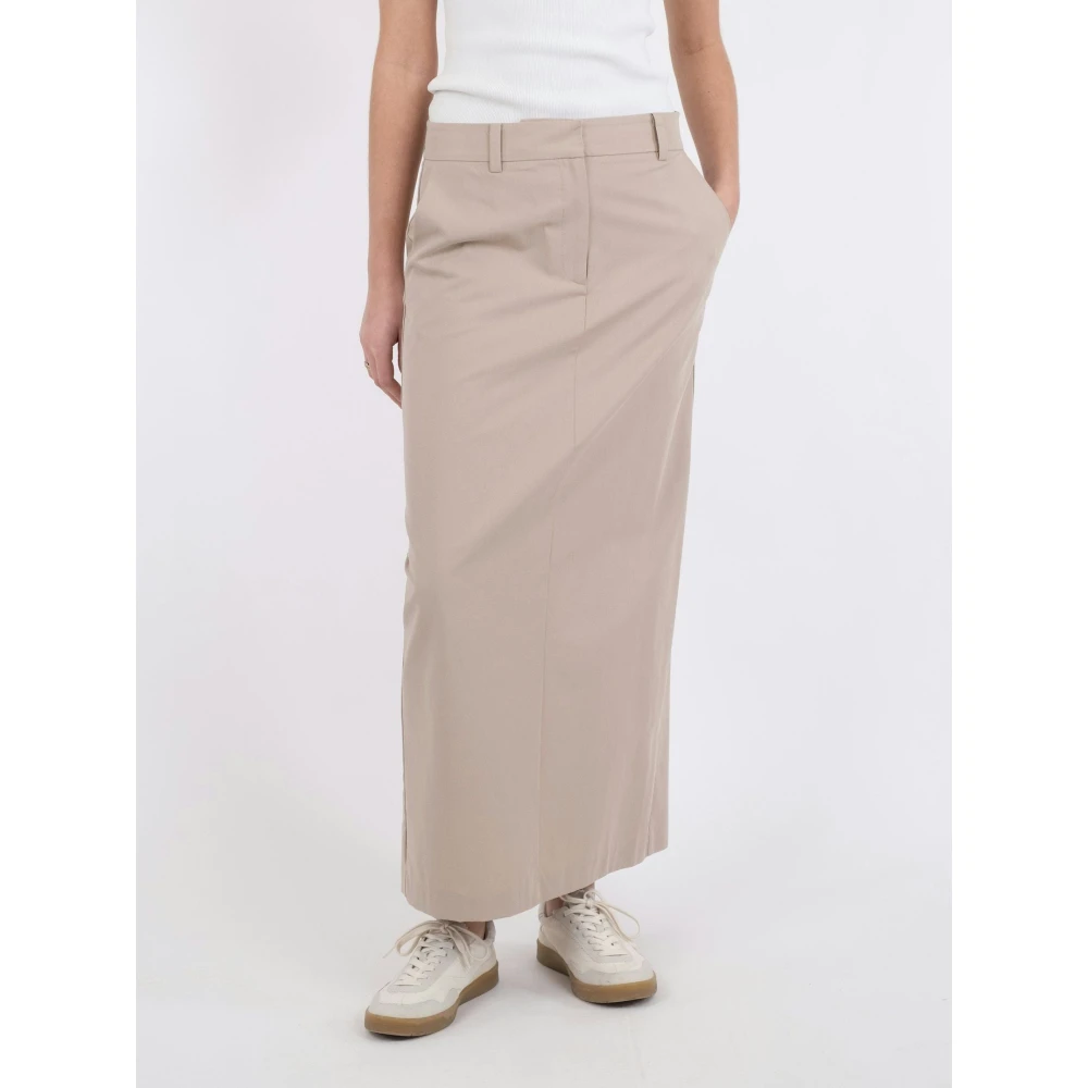 NEO NOIR Maxi Rok met Split en Rits Beige Dames