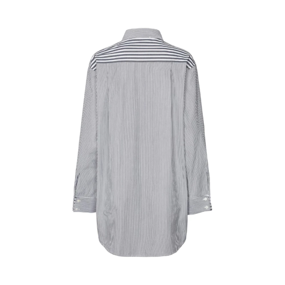 Rabens Saloner Gestreepte Oversized Blouse met Lange Mouwen Gray Dames