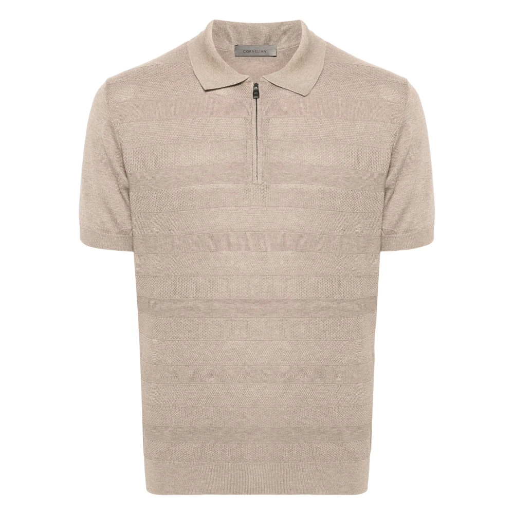 Corneliani Casual Zijde Katoen Polo Shirt Beige Heren