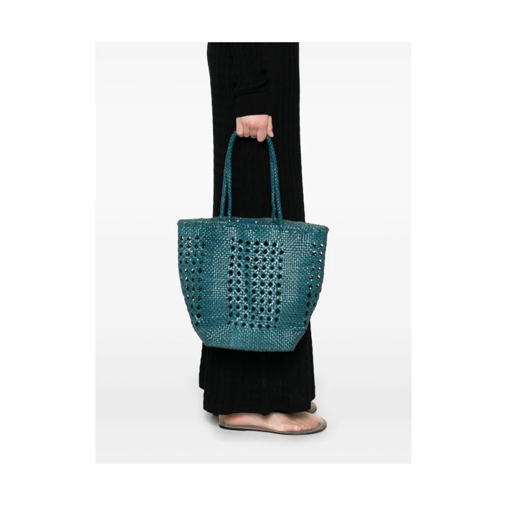 Dragon Diffusion Blauwe Leren Gevlochten Handtas Blue Dames