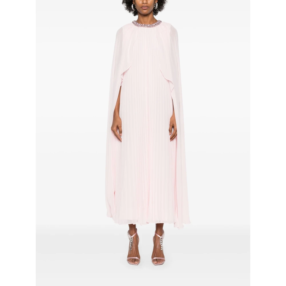 Self Portrait Roze Chiffon Cape Jurk met Strass Pink Dames