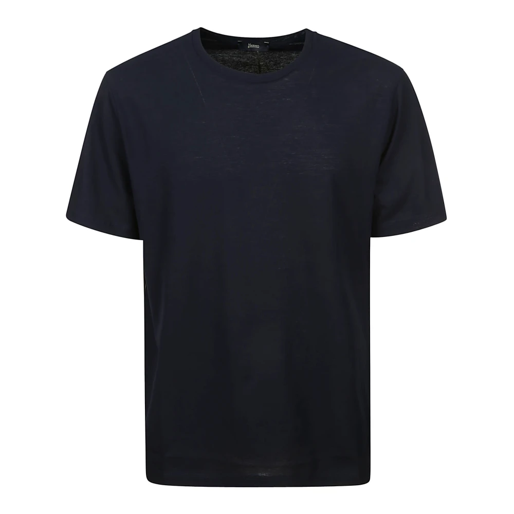 Herno Blauw katoenen T-shirt met korte mouwen Blue Heren