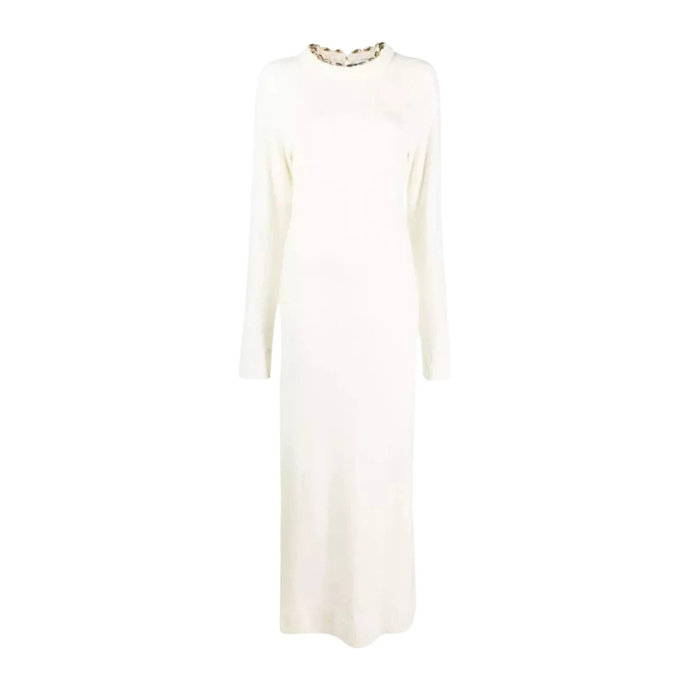 Paco Rabanne Witte Gebreide Maxi Jurk White Dames