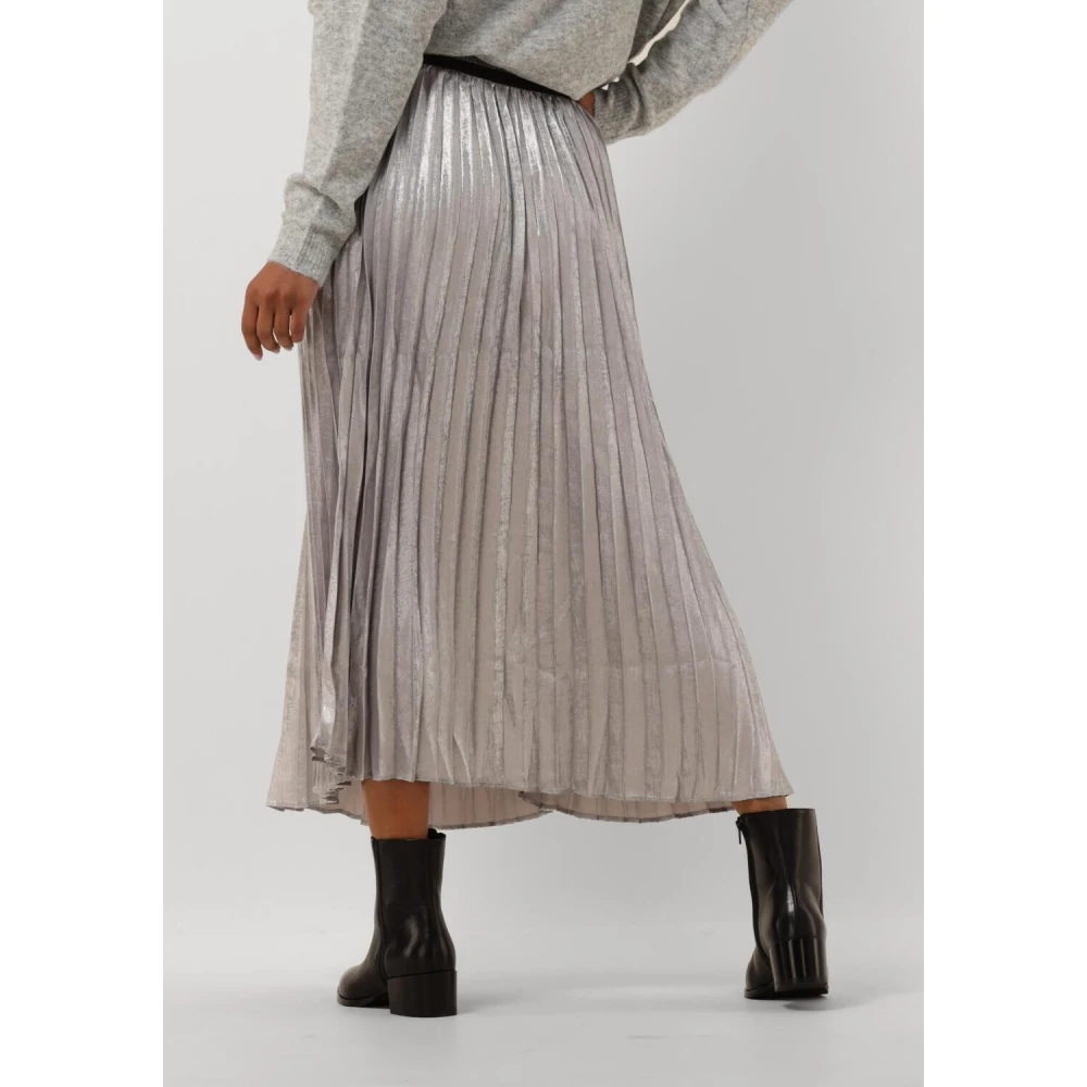 Summum Woman Metallic Geplooide Rok Elegant Glamour Gray Dames