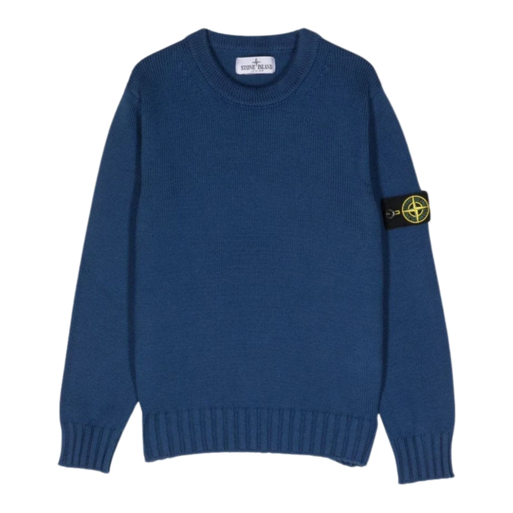 Stone Island Blå Crewneck Tröja Logodetalj Blue, Pojke