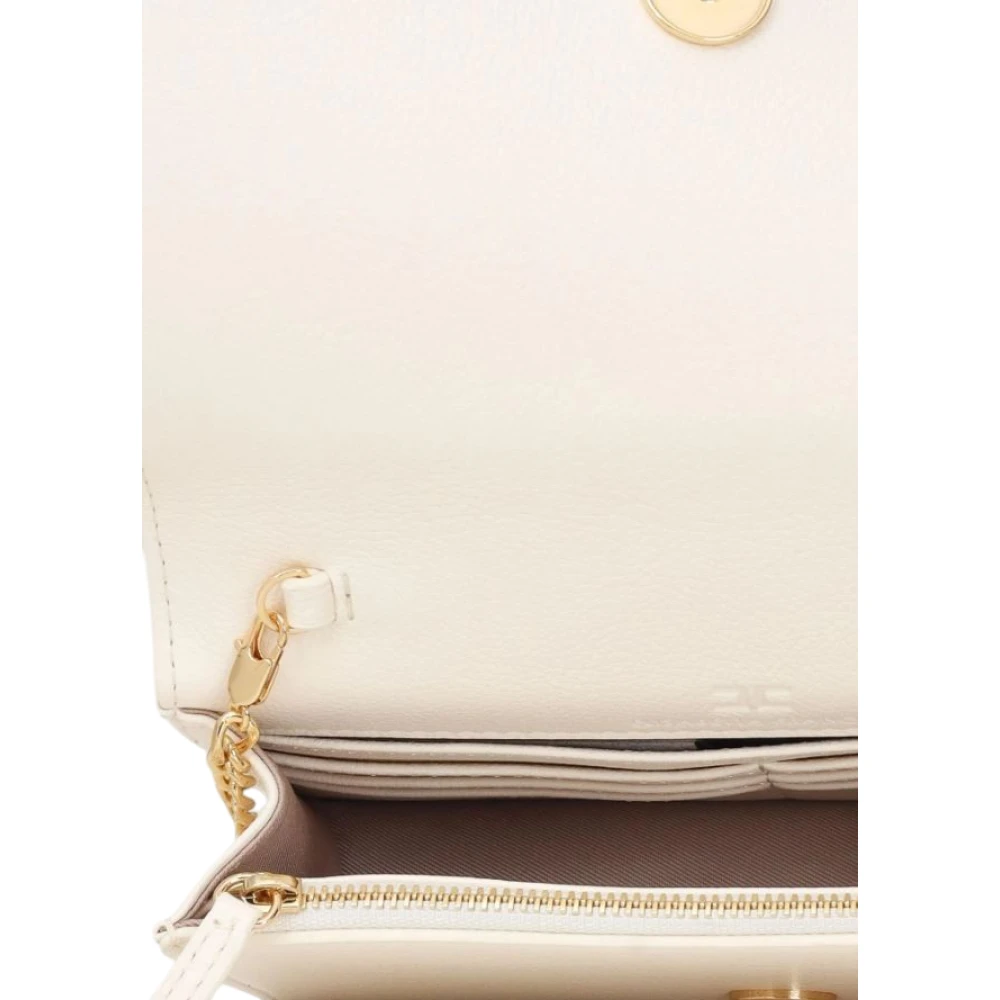 Elisabetta Franchi Zwarte Schoudertas met Logosluiting Beige Dames