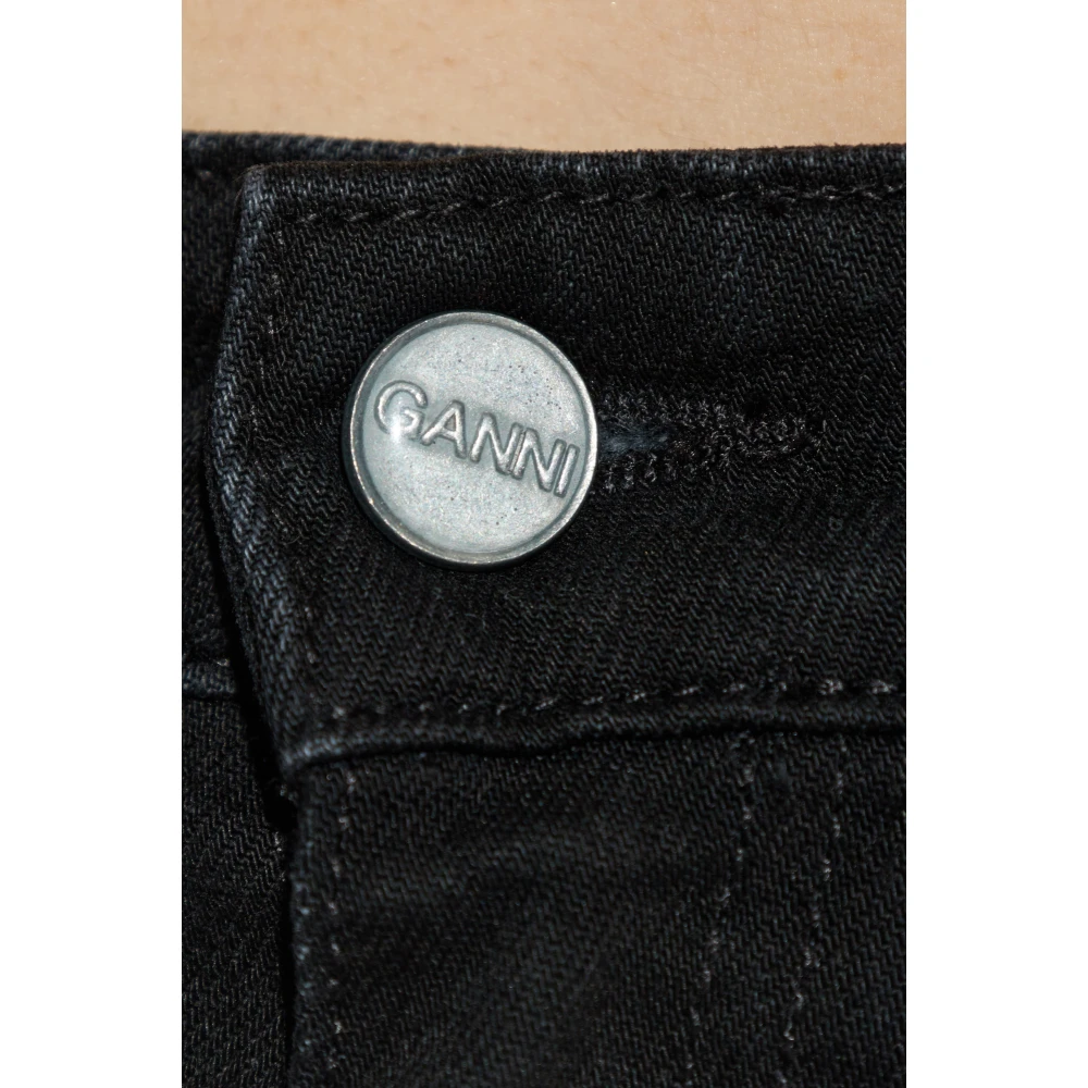 Ganni Straight Leg Jeans Black Dames