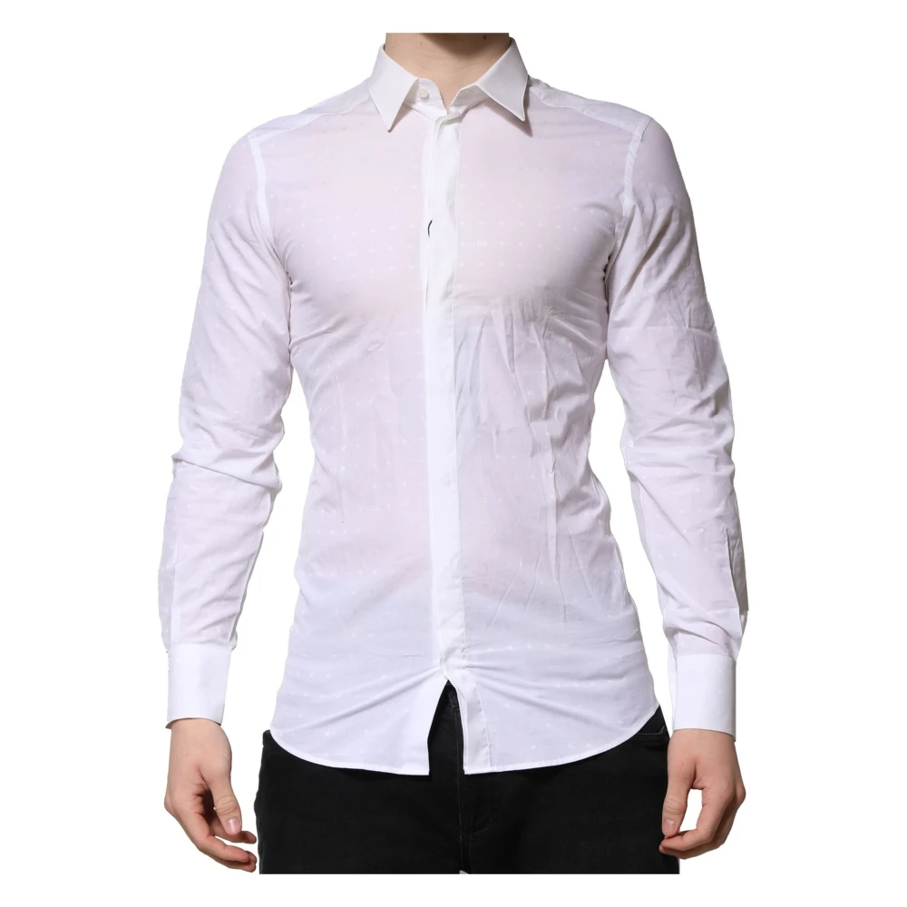 Dolce & Gabbana White GOLD Long Sleeves Dress Men Formal Shirt - IT38 | XS - Image 2