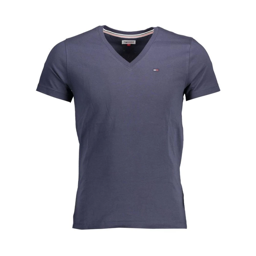 Tommy Hilfiger Blå Bomull V-ringad T-shirt Klassisk Blue, Herr