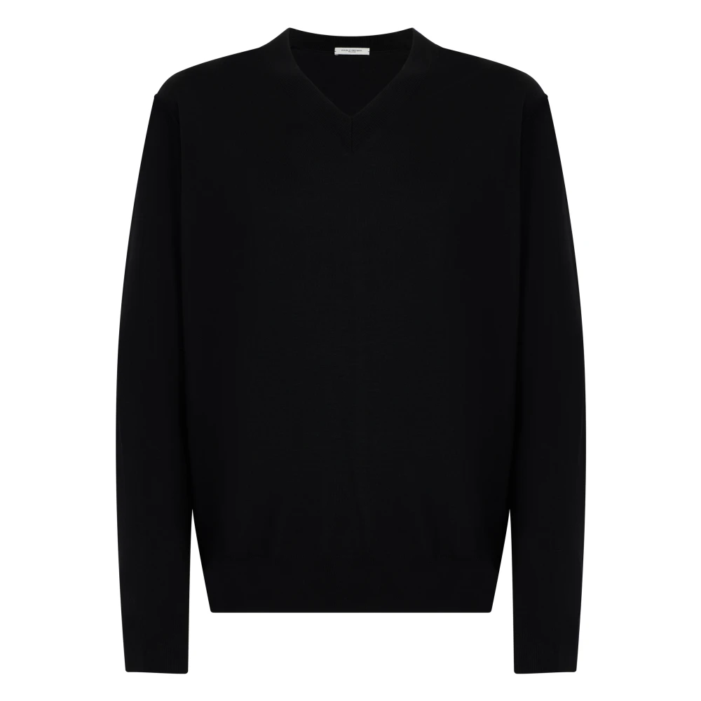 Paolo Pecora Men's Black V-Neck Knit Jumper - V-Neck Knitwear - 2XL - Knitwear